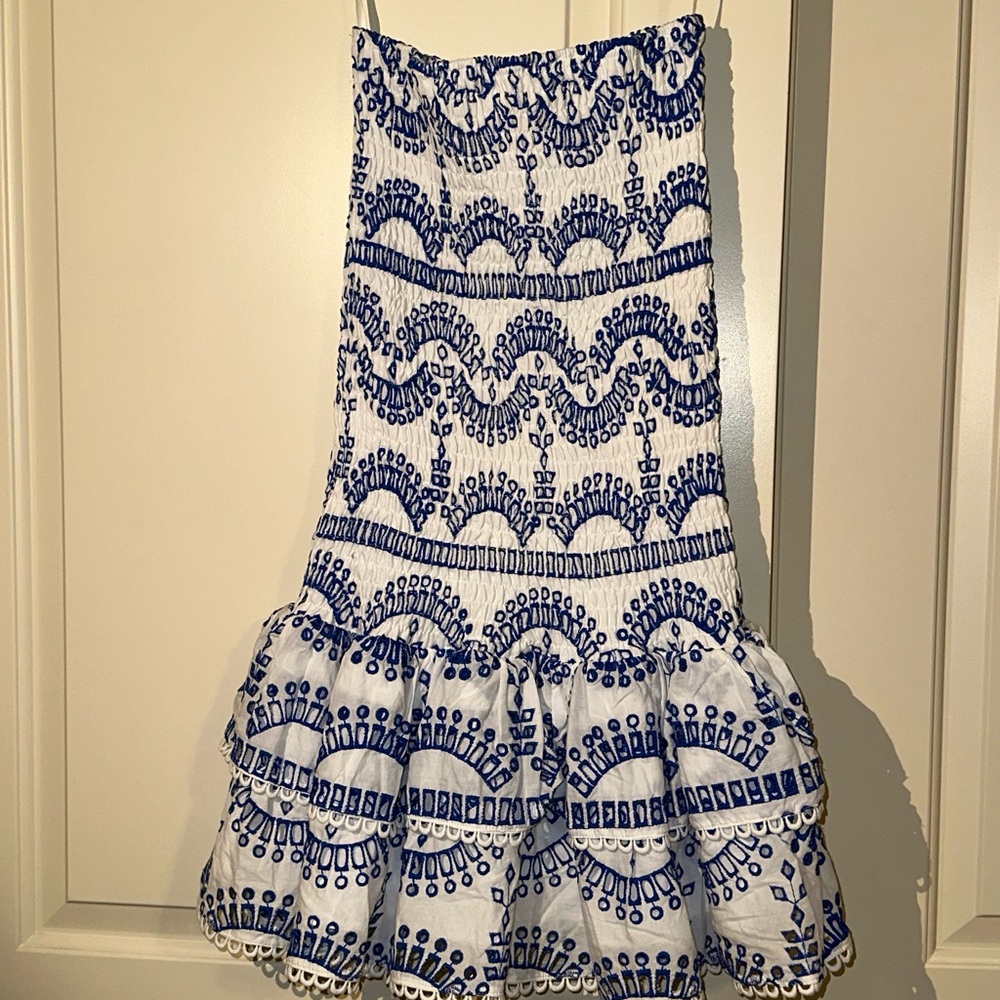 Commense Flirty Blue and White Strapless Mini Dress NWOT - Picture 7 of 8